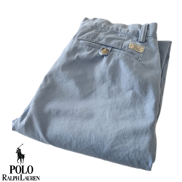 Polo Ralph Lauren Other - Polo by Ralph Lauren Mens 32 x 34 Powder Blue Flat Front Bedford Chino Pants